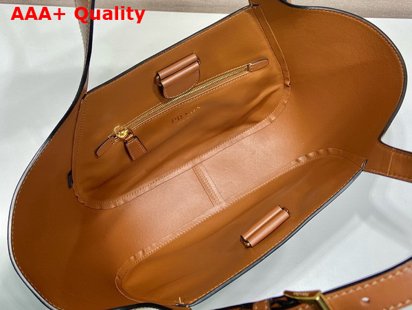 Prada Medium Leather Tote Bag in Caramel 1BG483 Replica