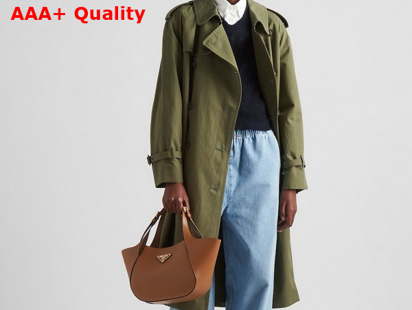Prada Medium Leather Tote Bag in Caramel 1BG483 Replica