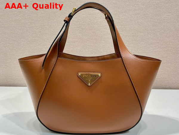 Prada Medium Leather Tote Bag in Caramel 1BG483 Replica