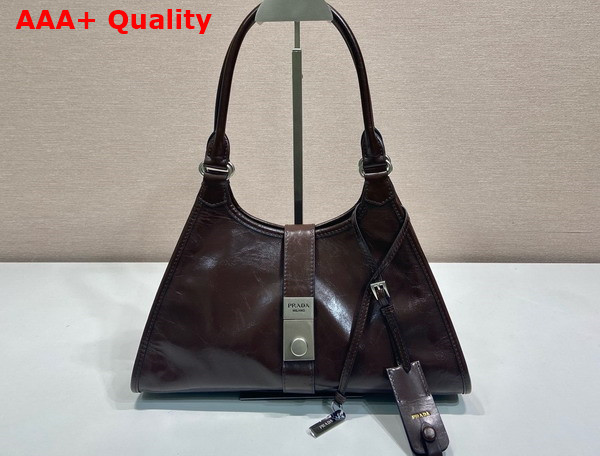 Prada Medium Leather Tote Bag in Dark Brown 1BG563 Replica