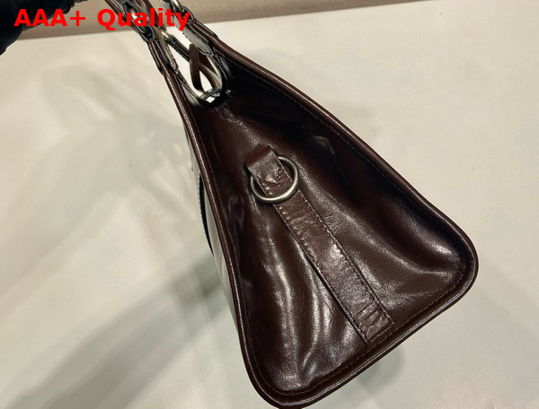 Prada Medium Leather Tote Bag in Dark Brown 1BG563 Replica