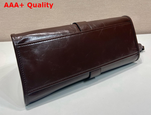 Prada Medium Leather Tote Bag in Dark Brown 1BG563 Replica
