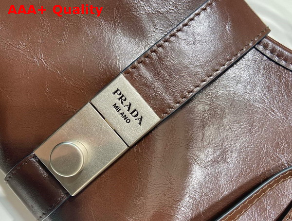 Prada Medium Leather Tote Bag in Dark Brown 1BG563 Replica