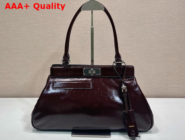 Prada Medium Leather Tote Bag in Dark Brown Vintage Calfskin 1BG569 Replica