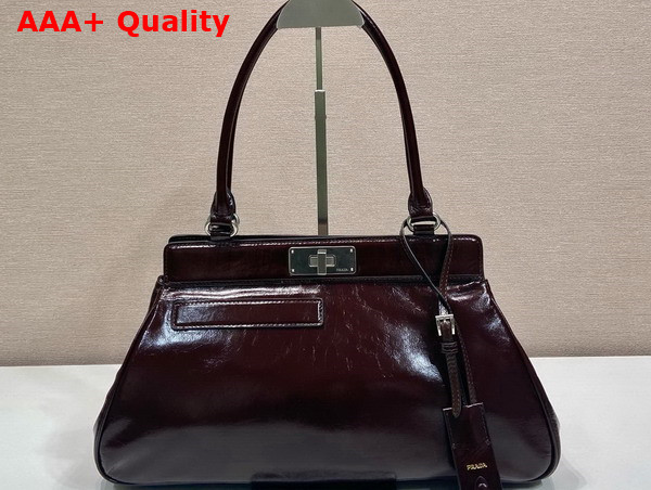 Prada Medium Leather Tote Bag in Dark Brown Vintage Calfskin 1BG569 Replica