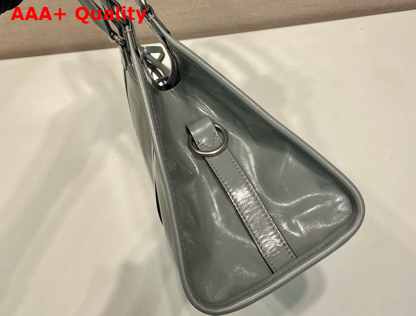 Prada Medium Leather Tote Bag in Pewter 1BG563 Replica