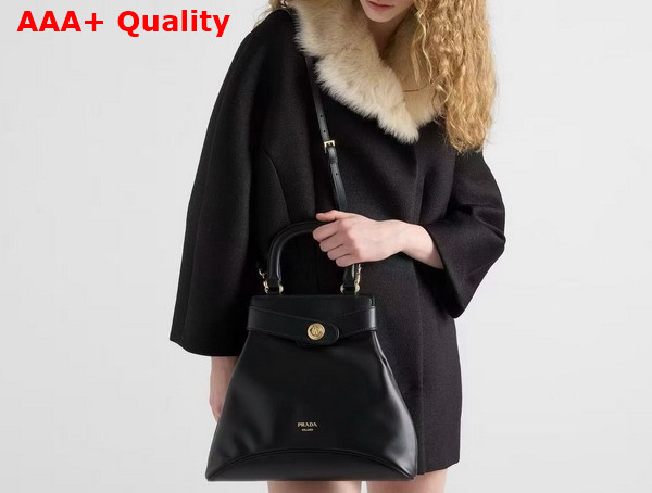 Prada Medium Prada Carey Leather Bag in Black 1BG567 Replica