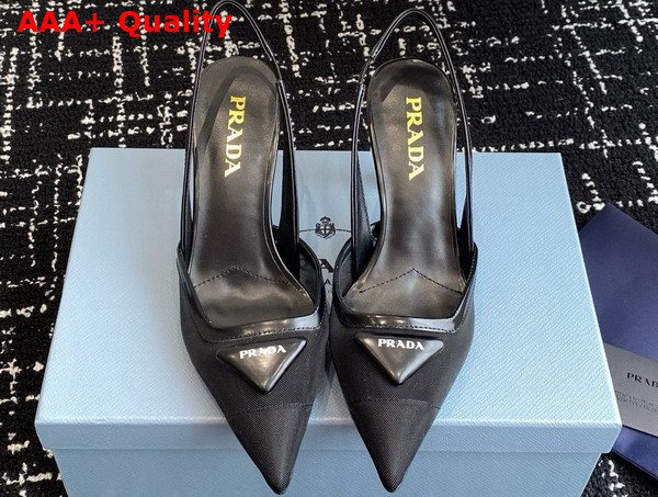 Prada Mesh Fabric Slingback Pumps in Black 1I891N Replica