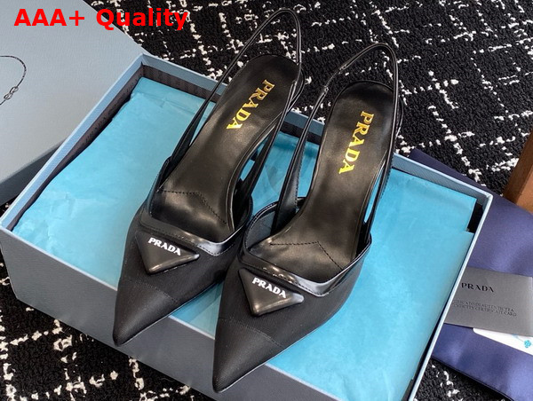 Prada Mesh Fabric Slingback Pumps in Black 1I891N Replica