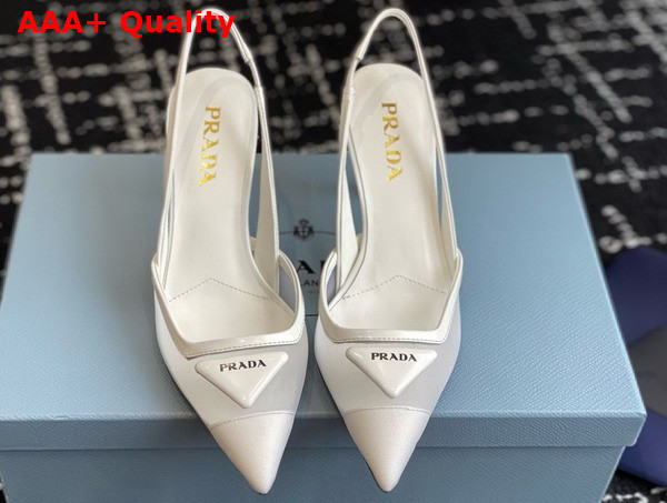 Prada Mesh Fabric Slingback Pumps in White 1I891N Replica
