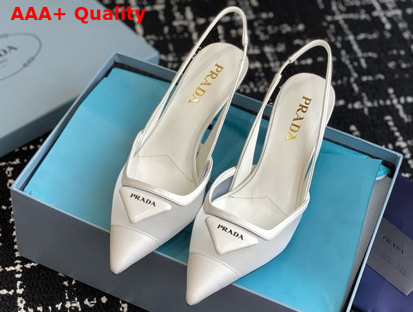 Prada Mesh Fabric Slingback Pumps in White 1I891N Replica