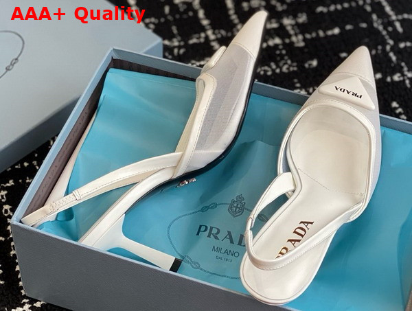 Prada Mesh Fabric Slingback Pumps in White 1I891N Replica