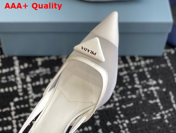 Prada Mesh Fabric Slingback Pumps in White 1I891N Replica