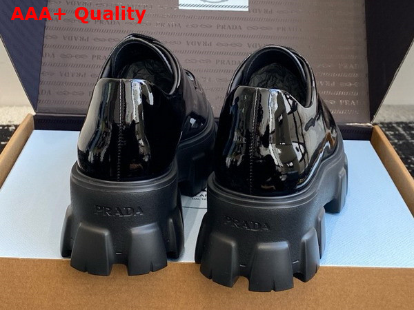 Prada Monolith Patent Leather Lace Up Shoes Black 1E255N Replica