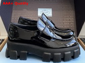 Prada Monolith Patent Leather Loafers in Black 1D649M Replica