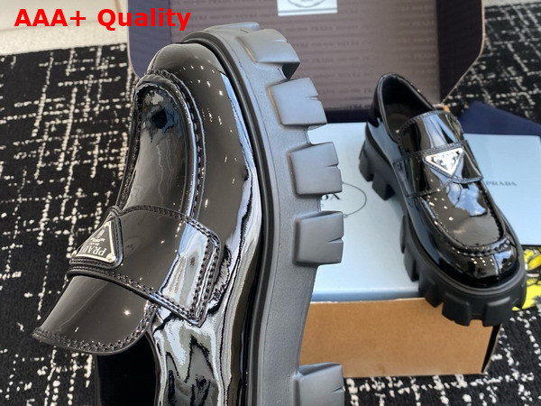 Prada Monolith Patent Leather Loafers in Black 1D649M Replica