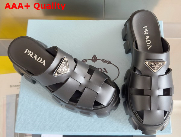 Prada Monolith Rubber Mules in Black 1XX751 Replica