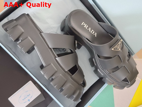 Prada Monolith Rubber Mules in Black 1XX751 Replica