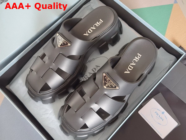Prada Monolith Rubber Mules in Black 1XX751 Replica