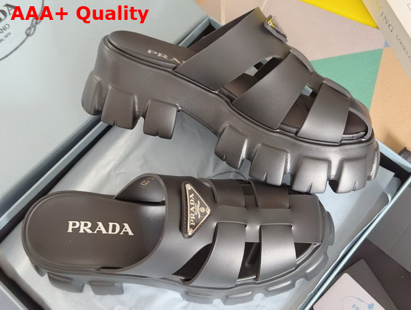 Prada Monolith Rubber Mules in Black 1XX751 Replica