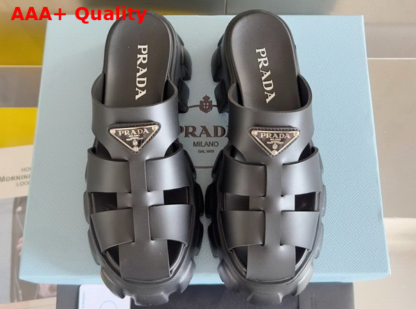 Prada Monolith Rubber Mules in Black 1XX751 Replica