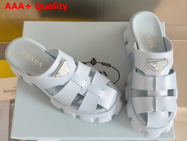 Prada Monolith Rubber Mules in Light Blue 1XX751 Replica
