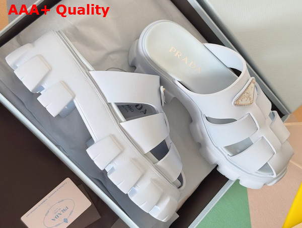 Prada Monolith Rubber Mules in Light Blue 1XX751 Replica