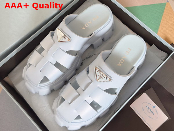 Prada Monolith Rubber Mules in Light Blue 1XX751 Replica