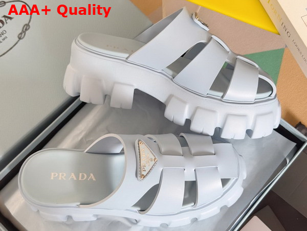 Prada Monolith Rubber Mules in Light Blue 1XX751 Replica
