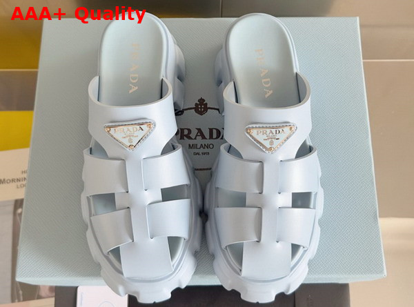 Prada Monolith Rubber Mules in Light Blue 1XX751 Replica