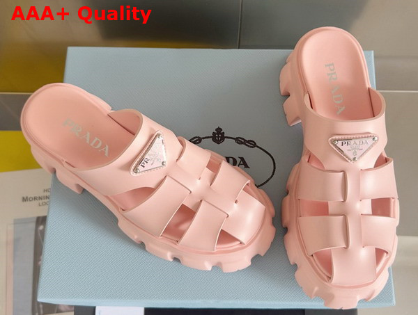 Prada Monolith Rubber Mules in Light Pink 1XX751 Replica