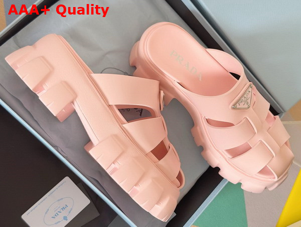 Prada Monolith Rubber Mules in Light Pink 1XX751 Replica