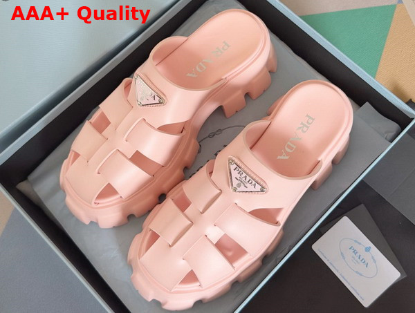 Prada Monolith Rubber Mules in Light Pink 1XX751 Replica
