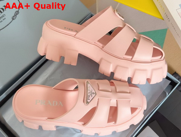 Prada Monolith Rubber Mules in Light Pink 1XX751 Replica