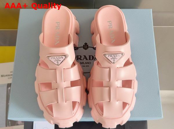 Prada Monolith Rubber Mules in Light Pink 1XX751 Replica
