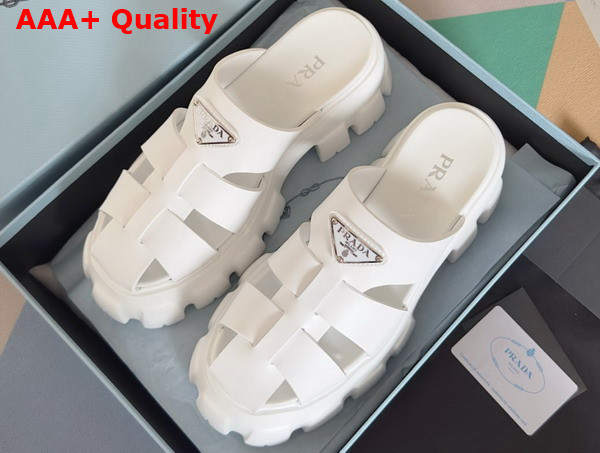 Prada Monolith Rubber Mules in White 1XX751 Replica