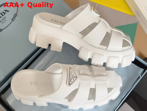 Prada Monolith Rubber Mules in White 1XX751 Replica