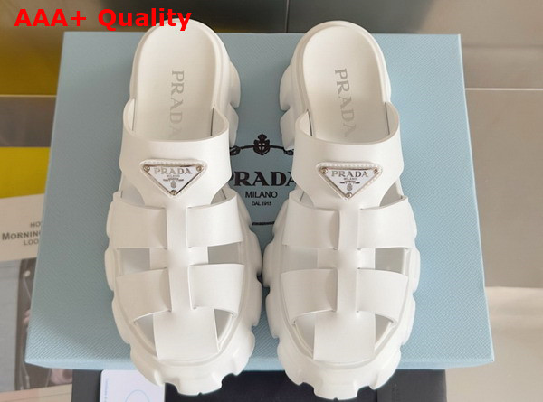 Prada Monolith Rubber Mules in White 1XX751 Replica