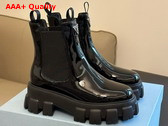 Prada Monolith Shiny Leather Booties in Black 1T256N Replica