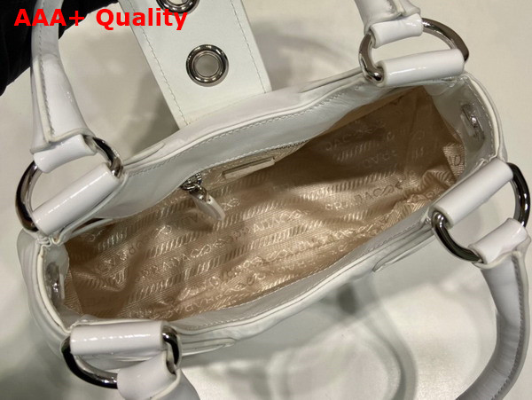 Prada Moon Re Nylon and Leather Bag in White 1BA381 Replica
