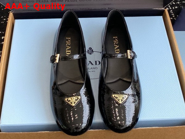 Prada Naplak Patent Leather Ballerinas in Black 1F793N Replica