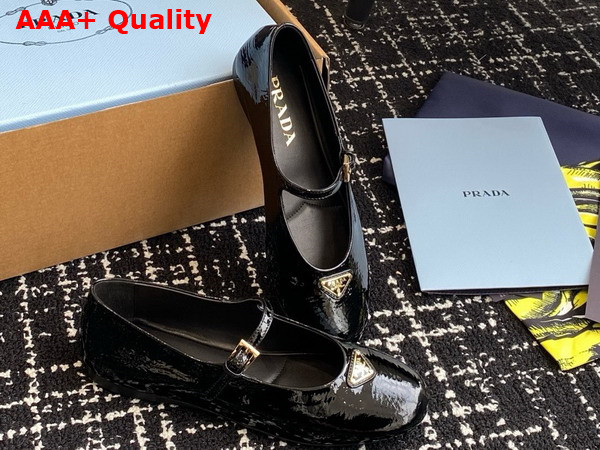 Prada Naplak Patent Leather Ballerinas in Black 1F793N Replica