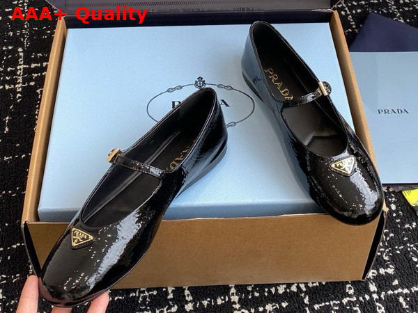 Prada Naplak Patent Leather Ballerinas in Black 1F793N Replica