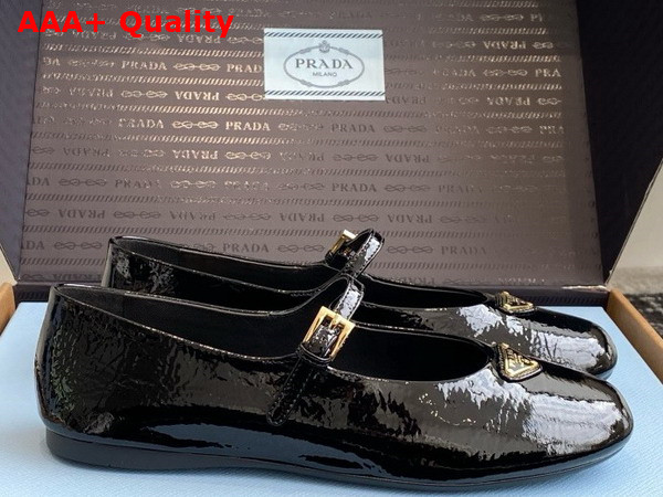 Prada Naplak Patent Leather Ballerinas in Black 1F793N Replica