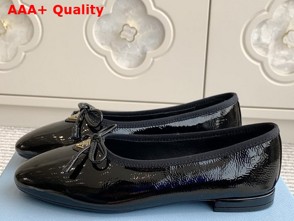 Prada Naplak Patent Leather Ballerinas in Black 1F798N Replica