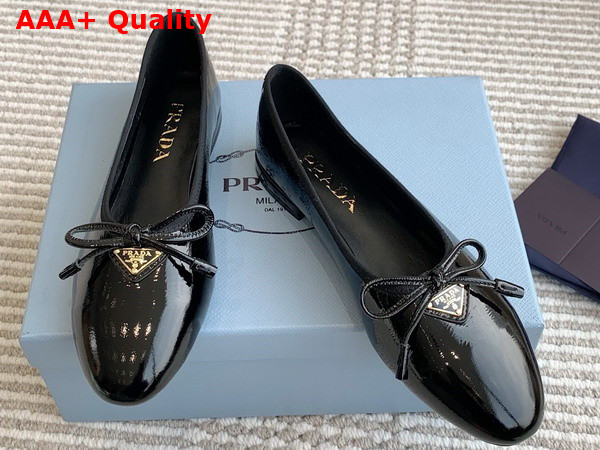 Prada Naplak Patent Leather Ballerinas in Black 1F798N Replica