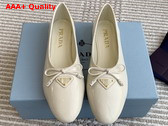 Prada Naplak Patent Leather Ballerinas in Ivory 1F798N Replica