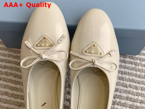 Prada Naplak Patent Leather Ballerinas in Ivory 1F798N Replica
