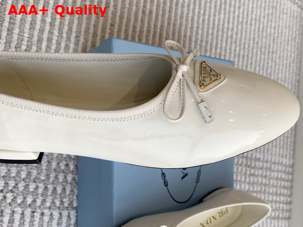 Prada Naplak Patent Leather Ballerinas in Ivory 1F798N Replica