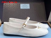 Prada Naplak Patent Leather Ballerinas in White 1F793N Replica